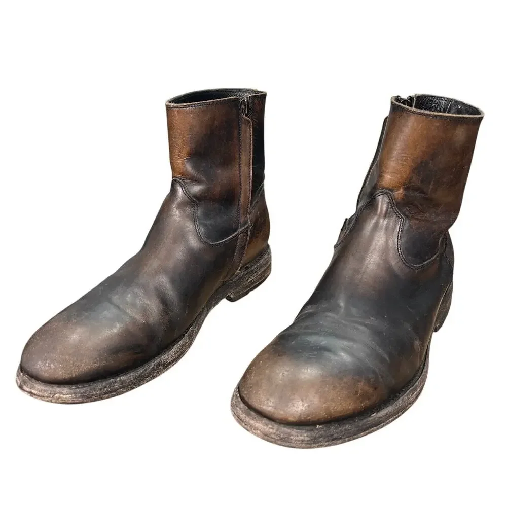 Frye Men’s Bowery Brown Leather Side Zip Chelsea Boot Size US 9 D